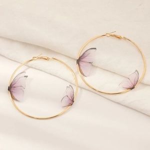 🌸5 for $20🌸Floral Butterfly Hoop Earrings